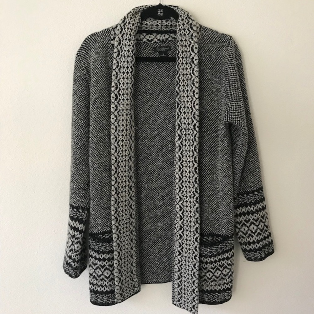 Lucky Brand Border Cardigan Black & White Size S